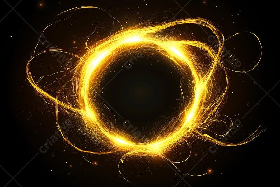 Foto Abstrata Círculo Dourado Brilhante Fundo Escuro Efeito Luz