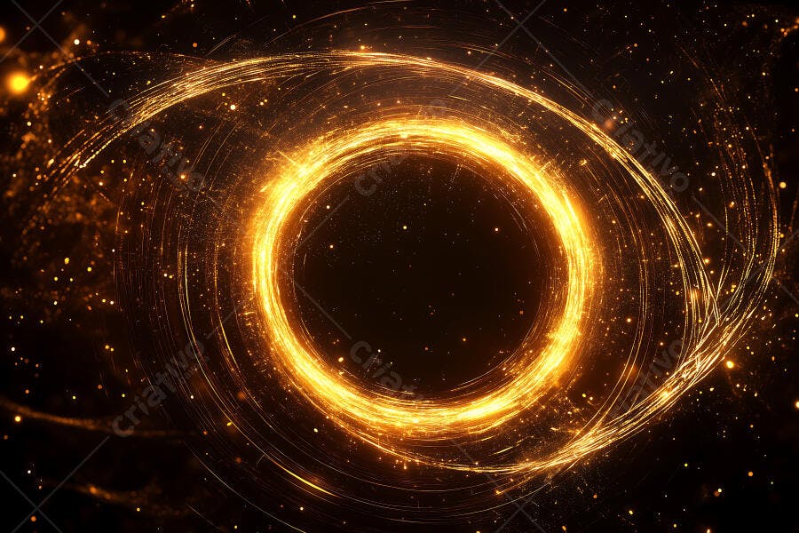 Foto Abstrata Círculo Dourado Brilhante Fundo Escuro Partículas