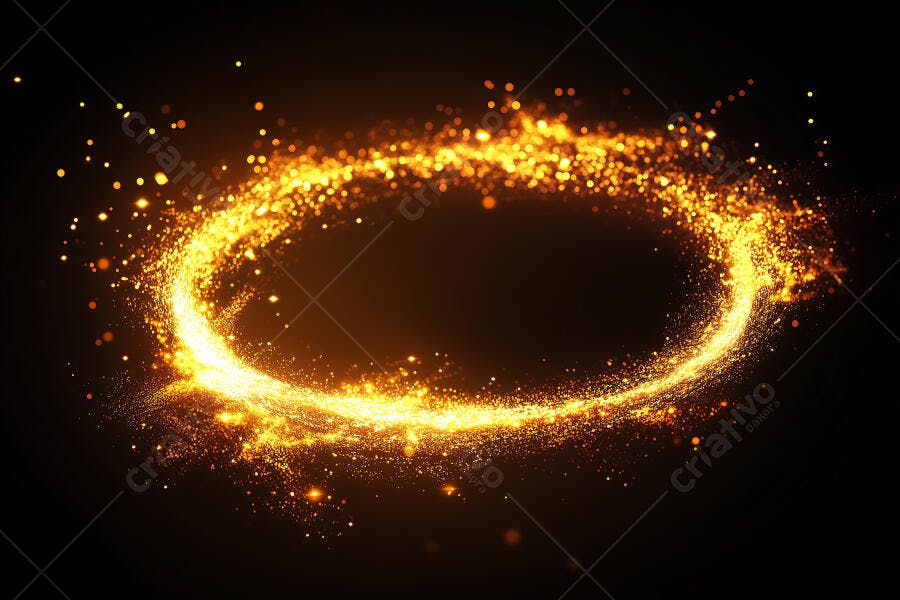 Foto Abstrata Círculo Dourado Brilhante Partículas Fundo Escuro