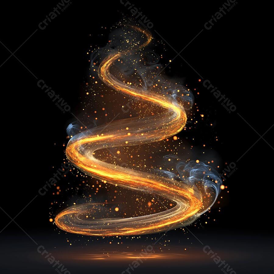 Foto Abstrata Espiral Dourada Brilhante Fumaça Partículas