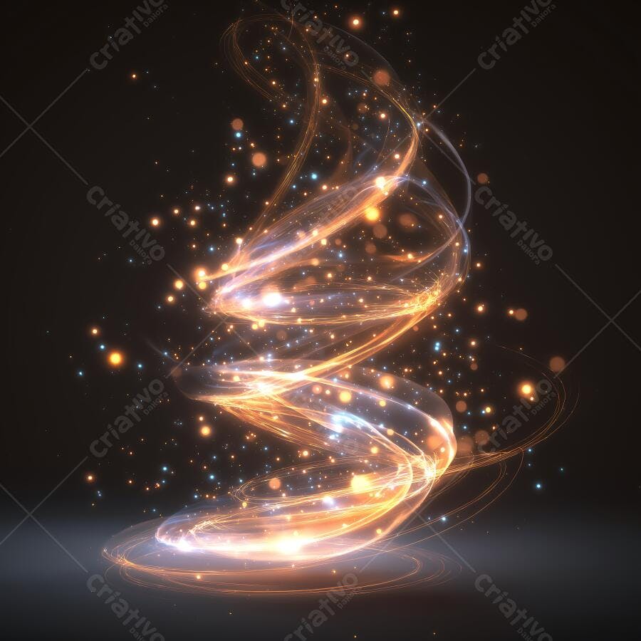 Foto Abstrata Espiral Dourada Brilhante Partículas Luz Escura