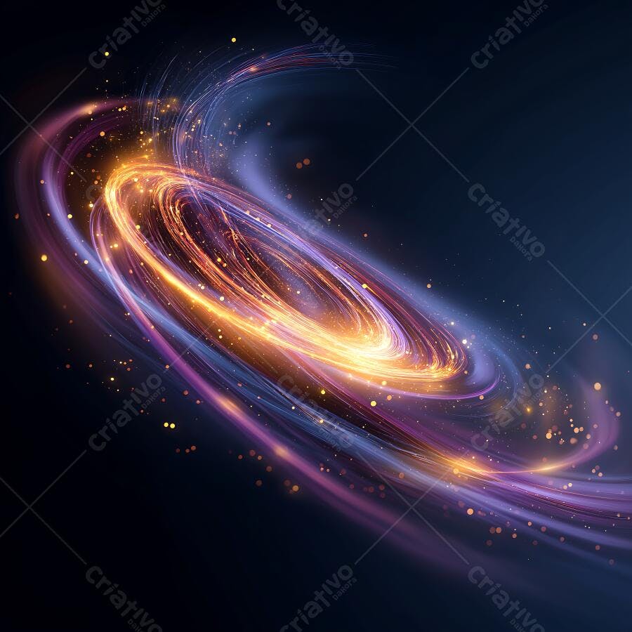Foto Abstrata Espiral Dourada Roxa Brilhante Fundo Escuro