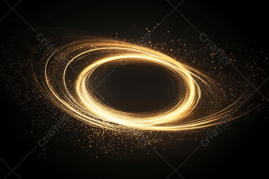 Foto Abstrata Luz Dourada Brilhante Efeito Espiral Fundo Preto