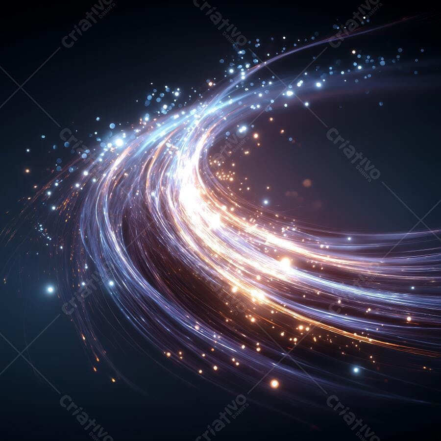 Foto Abstrata Luzes Brilhantes Curvas Energia Azul Dourado