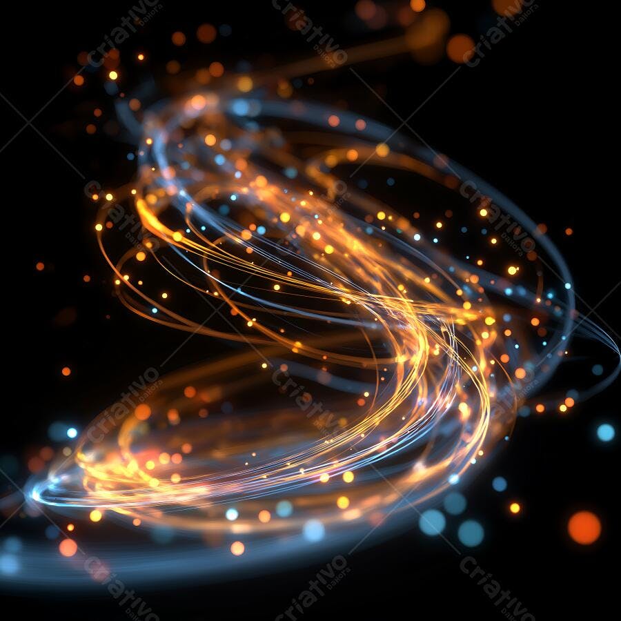 Foto Abstrata Luzes Douradas Azuis Brilhantes Fundo Escuro