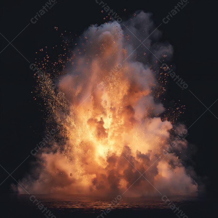 Foto Explosão Fumaça Fogo Partículas Escuro Efeito Visual