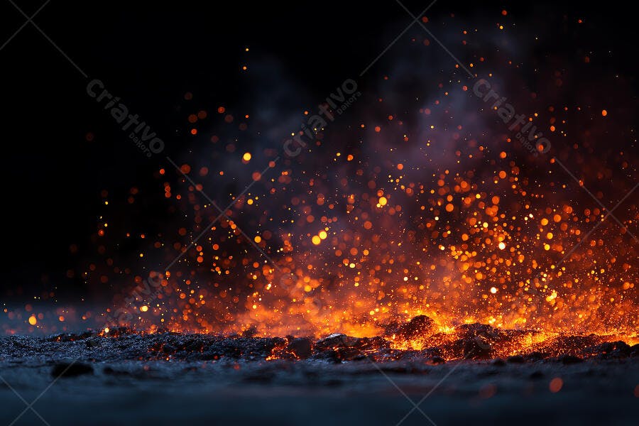 Foto Faíscas Brilhantes Fogo Carvão Queimando Escuro