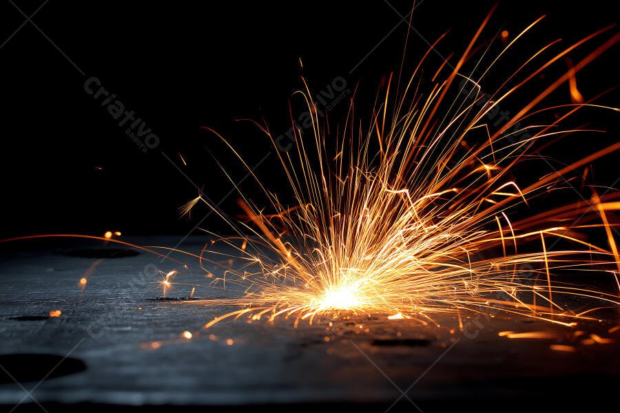 Foto Faíscas de Solda Metalúrgica Fundo Escuro Industrial