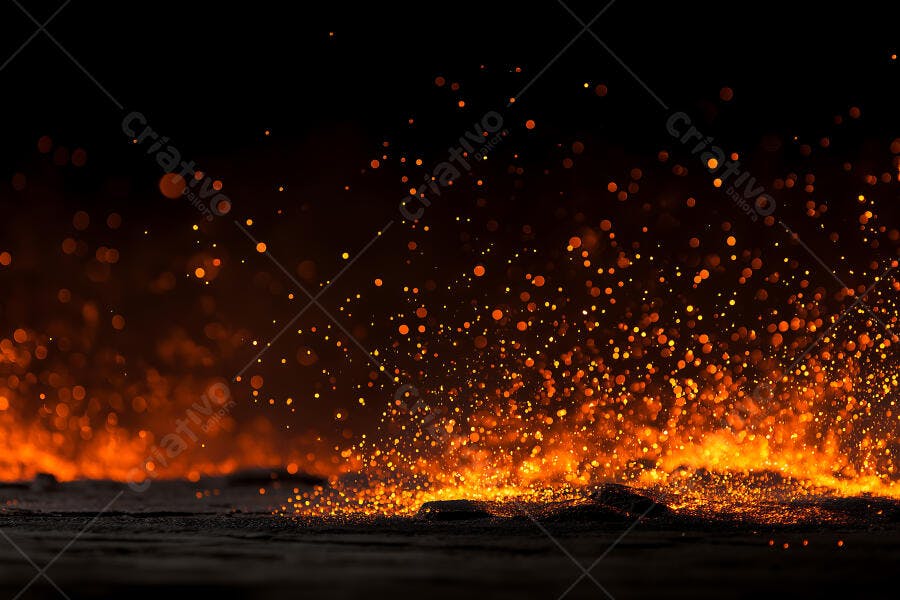 Foto Faíscas Fogo Chamas Explosão Abstrata Fundo Preto
