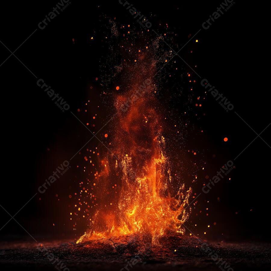 Foto Fogo Chamas Faíscas Brilhantes Fundo Preto Escuro
