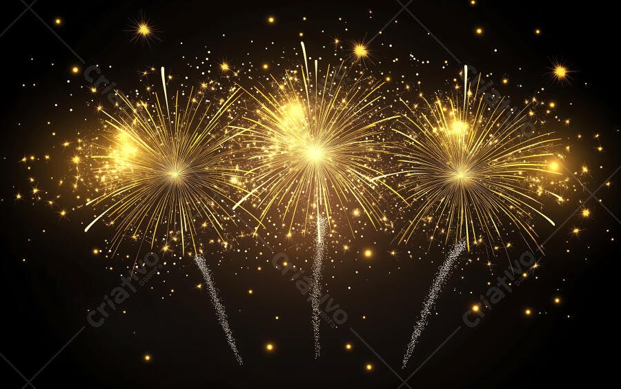 Foto Fogos de Artifício Dourados Celebrando Ano Novo Réveillon