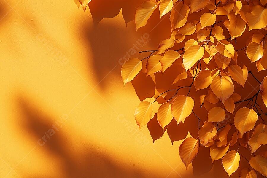 Foto Folhas Outono Amarelas Laranjas Fundo Textura Sombra
