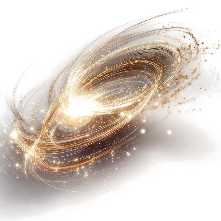 Foto Luz Dourada Abstrata Brilhante Espiral Energia Fundo Branco