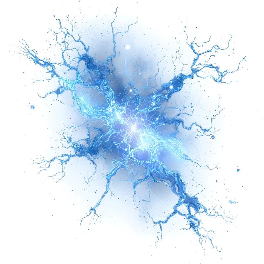 Foto Raio Azul Eletricidade Efeito Digital Fundo Branco