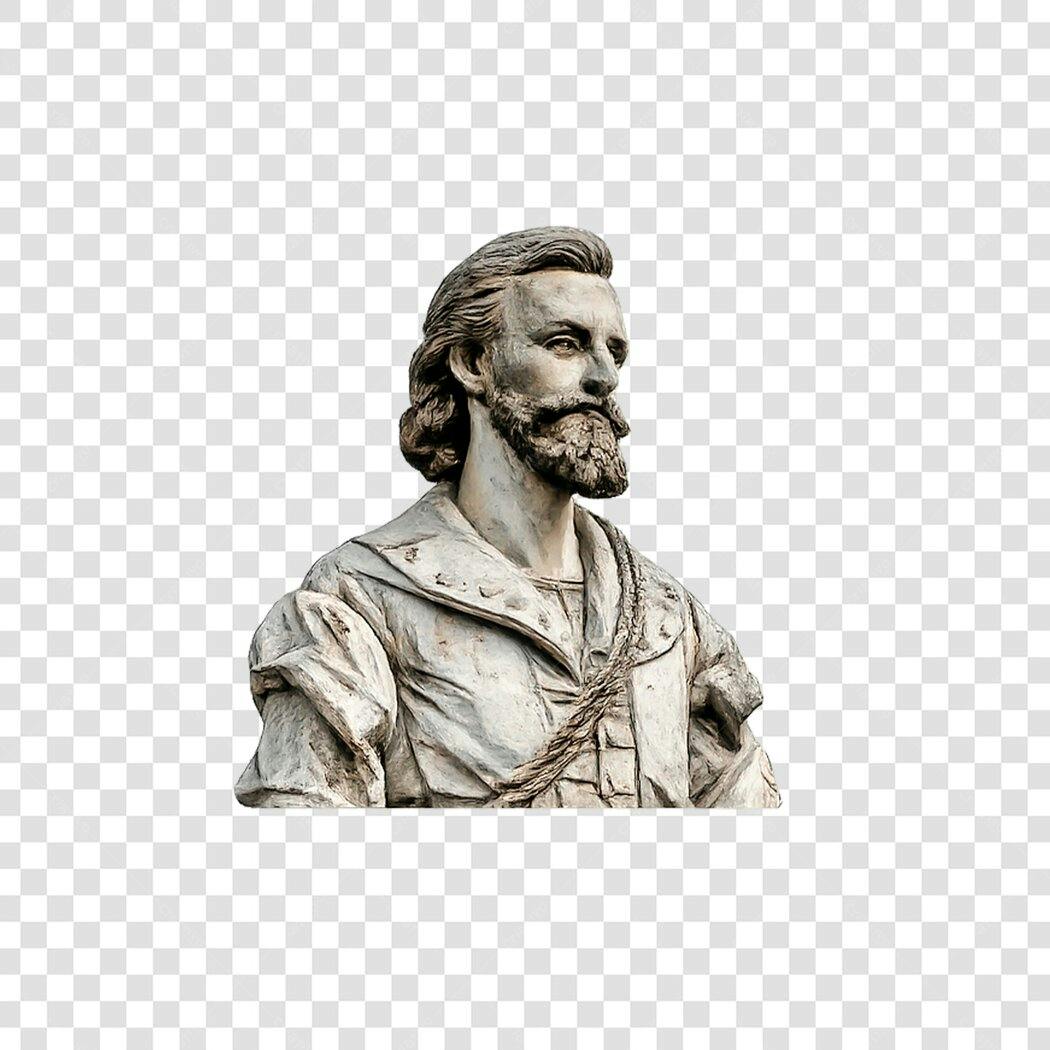 Foto Recortada Busto Escultura Homem Barbudo PNG Fundo Transparente