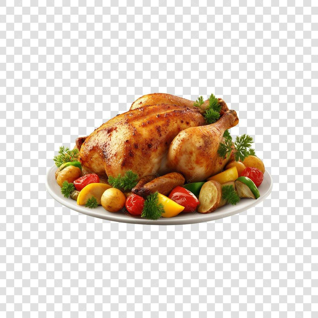 Foto Recortada Frango Assado Natal 25 Dezembro PNG Fundo Transparente