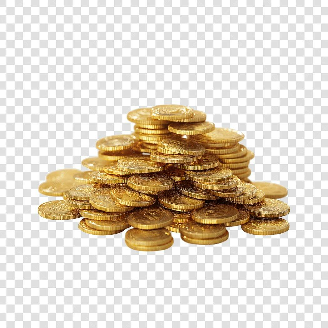 Foto Recortada Pilha Moedas Douradas Dinheiro PNG Fundo Transparente