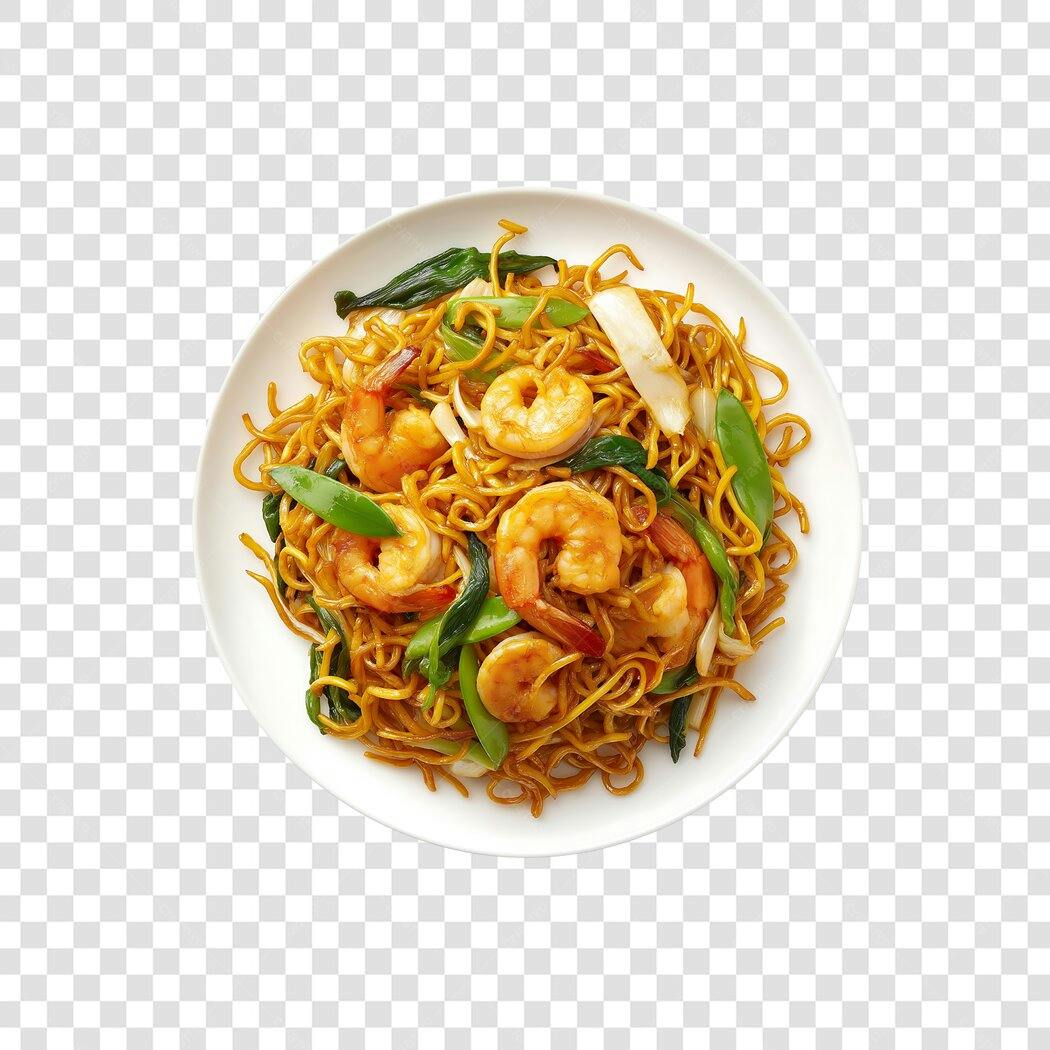 Foto Recortada Yakisoba Camarão Fundo Transparente PNG