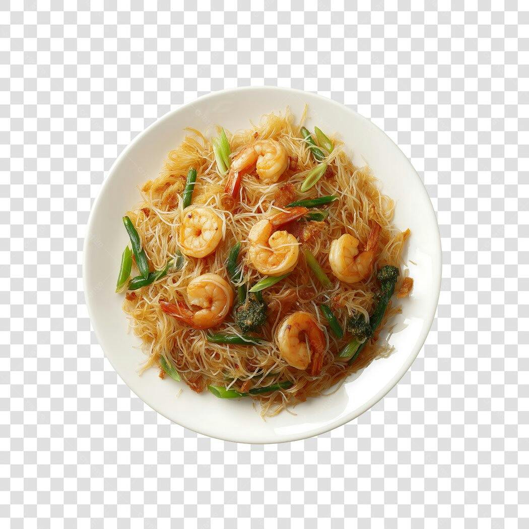 Foto Recortada Yakisoba Camarão Macarrão Fundo Transparente