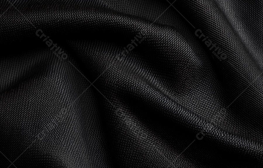 Foto Textura Tecido Preto com Dobras e Sombras Fundo