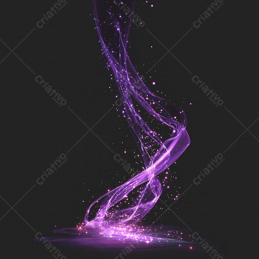 Fumaça Abstrata Roxa Brilhante com Partículas de Luz Fundo Escuro