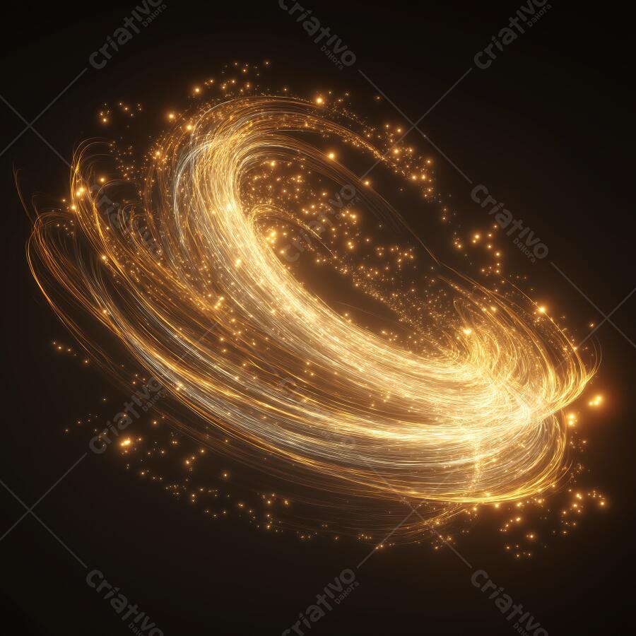 Fundo Abstrato Dourado Luzes Brilhantes Partículas Espirais