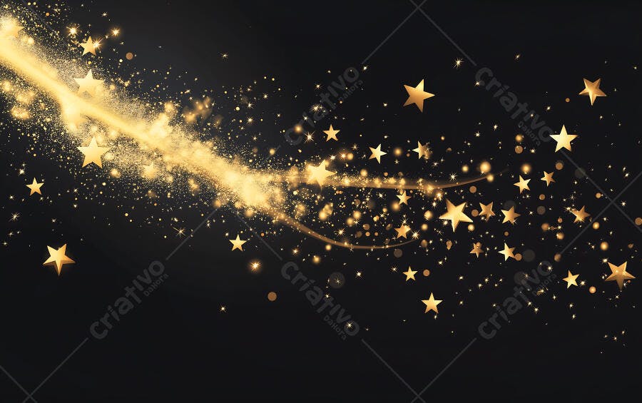 Fundo Estrelas Douradas Brilhantes Abstrato Fundo Preto