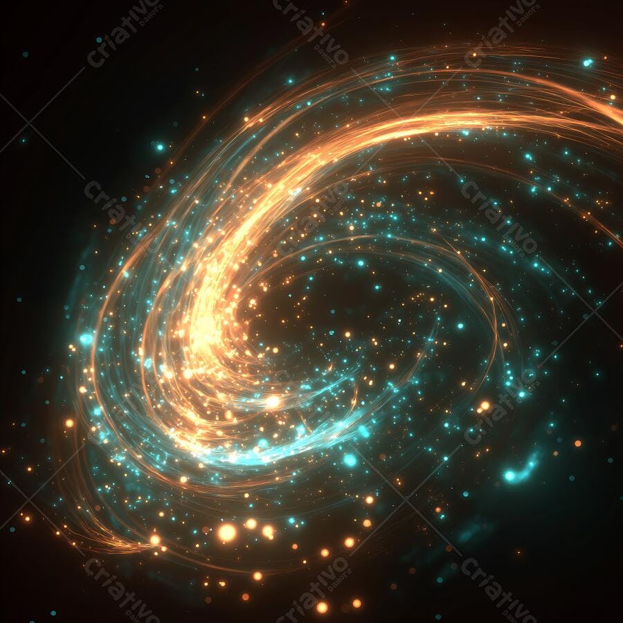 Fundo Galáxia Abstrato Espiral Brilhante Dourado Azul Escuro