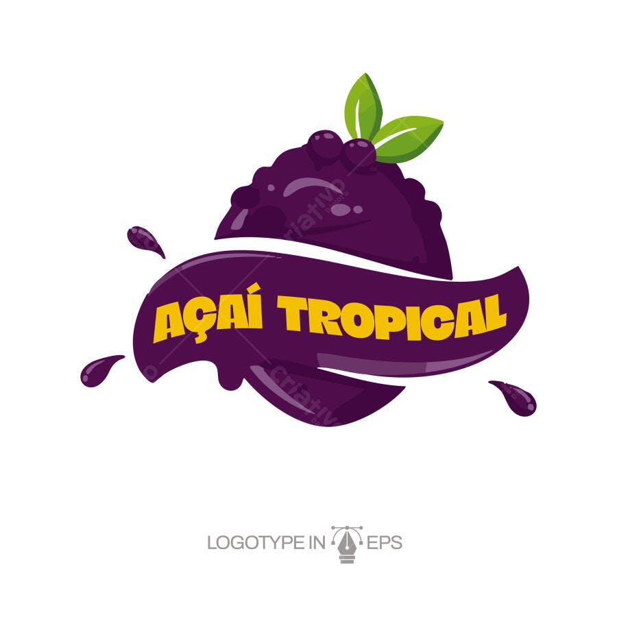 Logotipo Vetorial Açaí Tropical Fruta Roxa