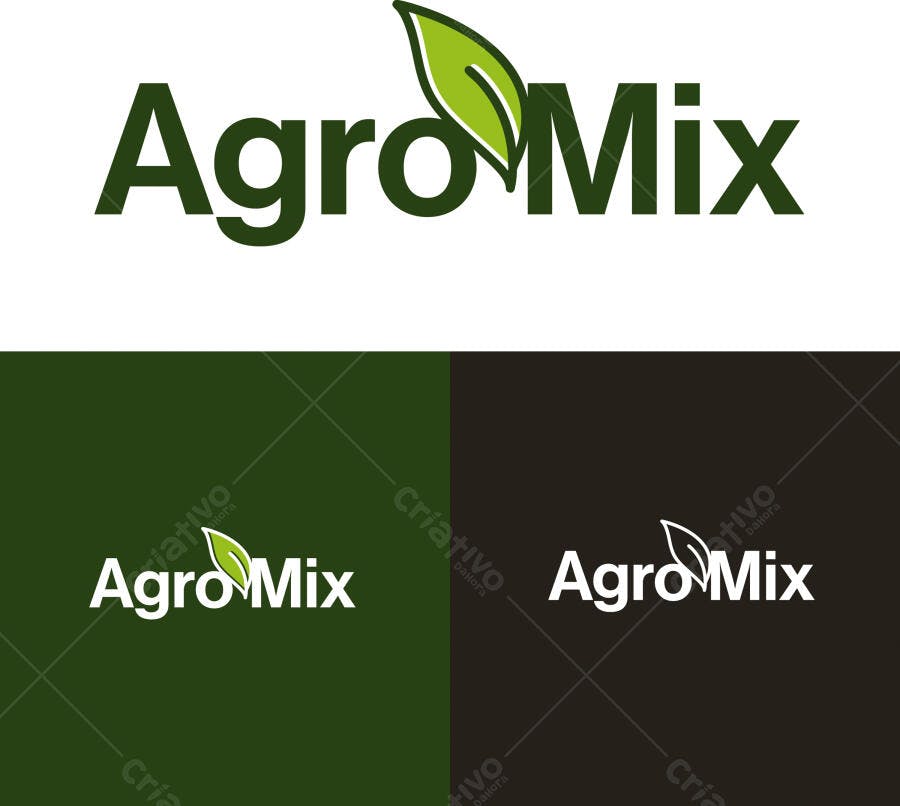 Logotipo Vetorial AgroMix Folha Verde Minimalista