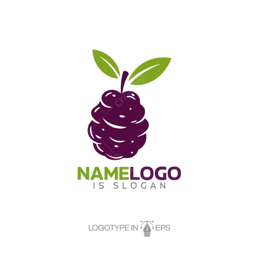 Logotipo Vetorial Amora Fruta Orgânica Minimalista