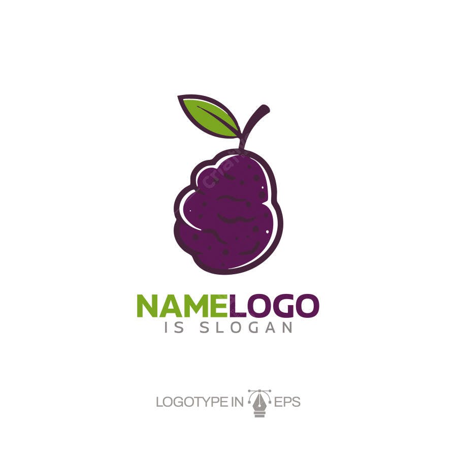 Logotipo Vetorial Amora Fruta Roxo Minimalista