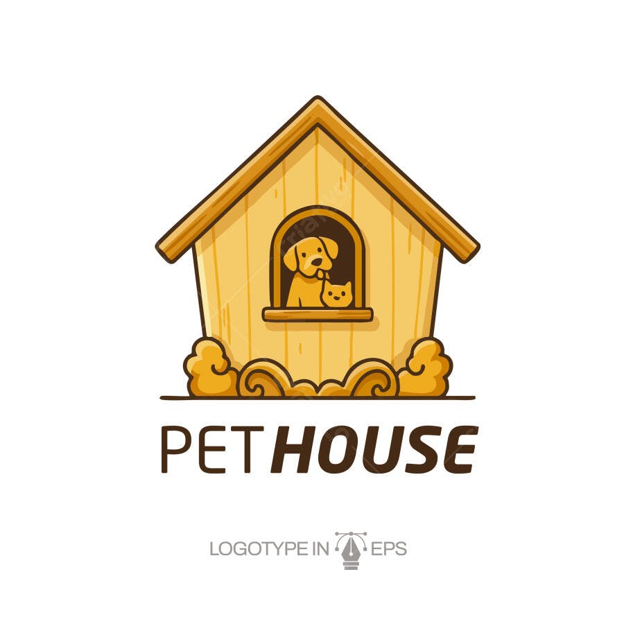 Logotipo Vetorial Casa de Pet Cachorro Gato Cartoon
