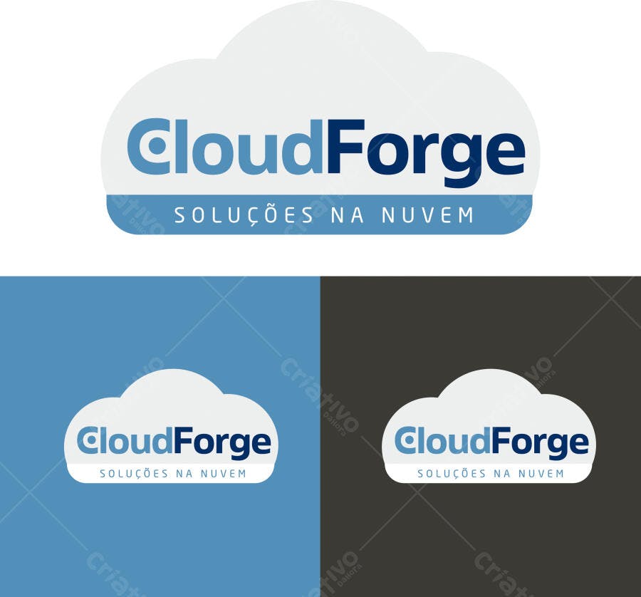 Logotipo Vetorial CloudForge Soluções Nuvem Minimalista