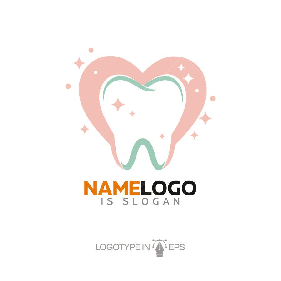 Logotipo Vetorial Dente Coração Odontologia Minimalista