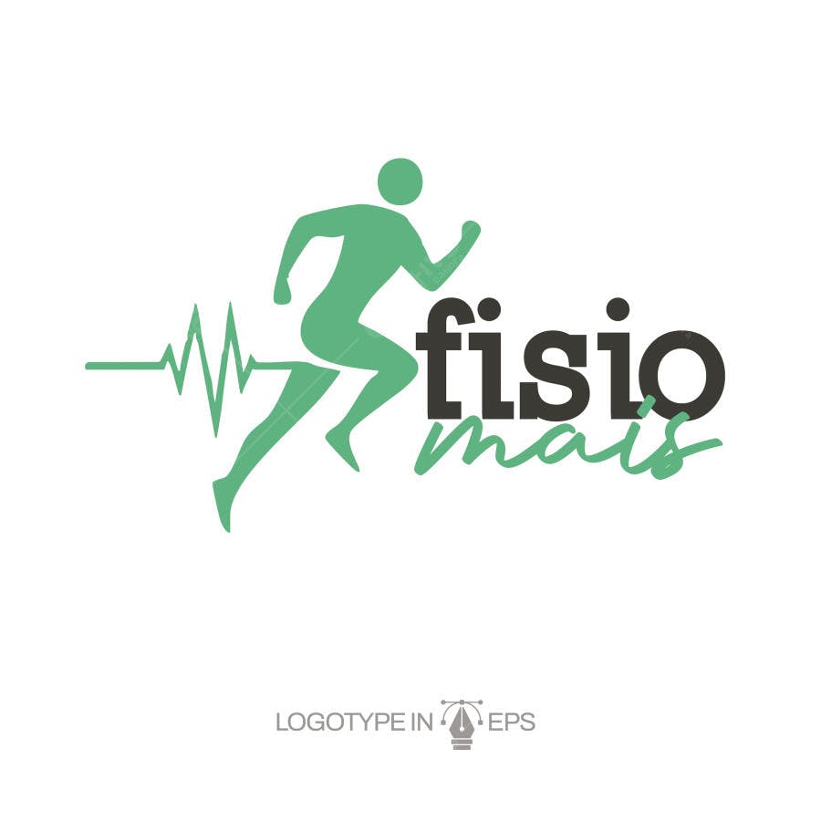 Logotipo Vetorial Fisioterapia Corredor Batimento Cardíaco