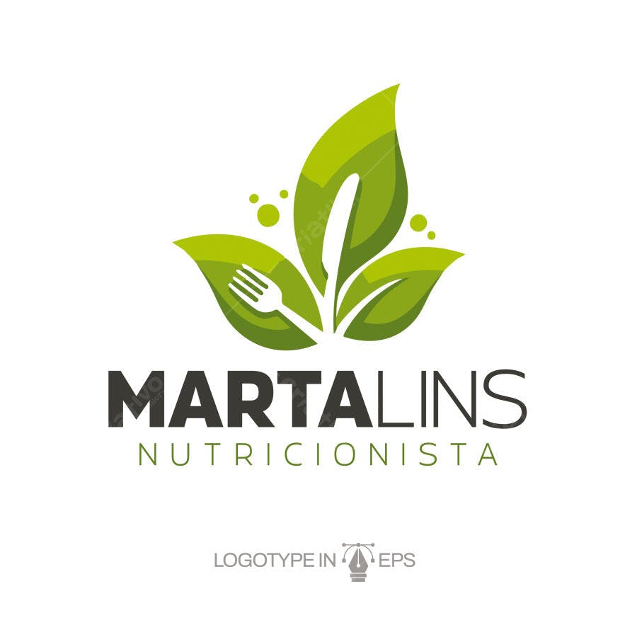 Logotipo Vetorial Nutricionista Folhas Talheres Verde
