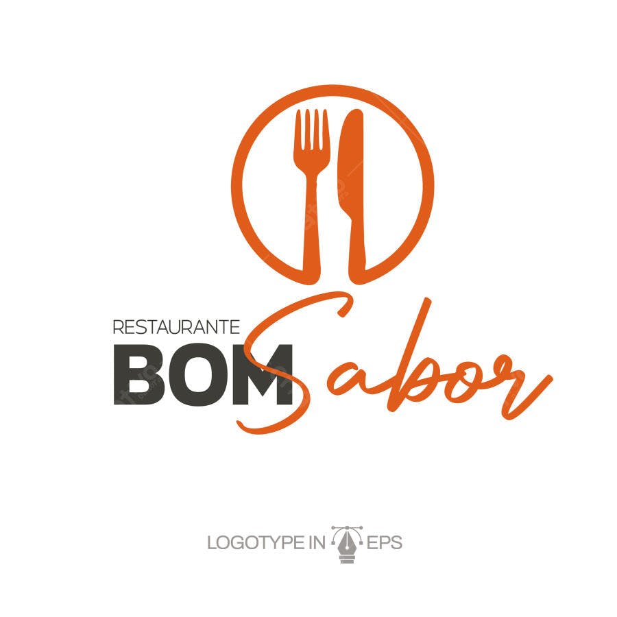 Logotipo Vetorial Restaurante Bom Sabor Talheres Laranja