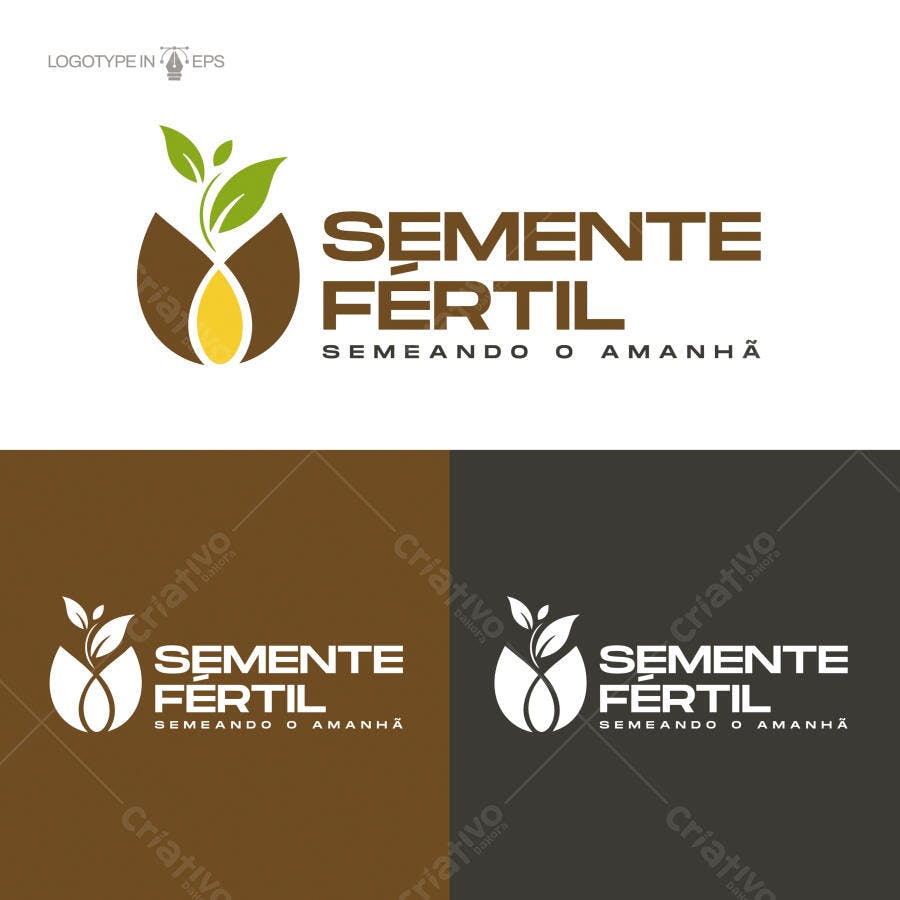 Logotipo Vetorial Semente Fértil Broto Crescimento