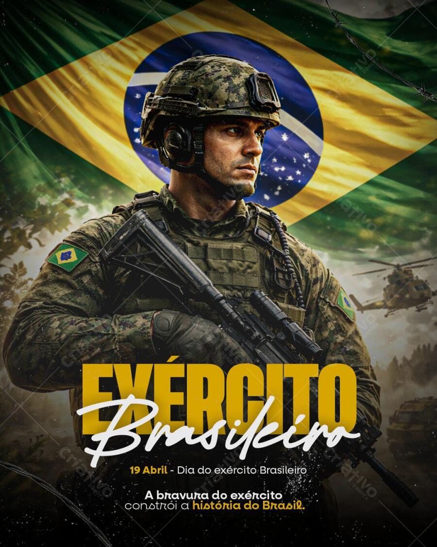 Post Dia do Exército Brasileiro 19 Abril PSD Editável