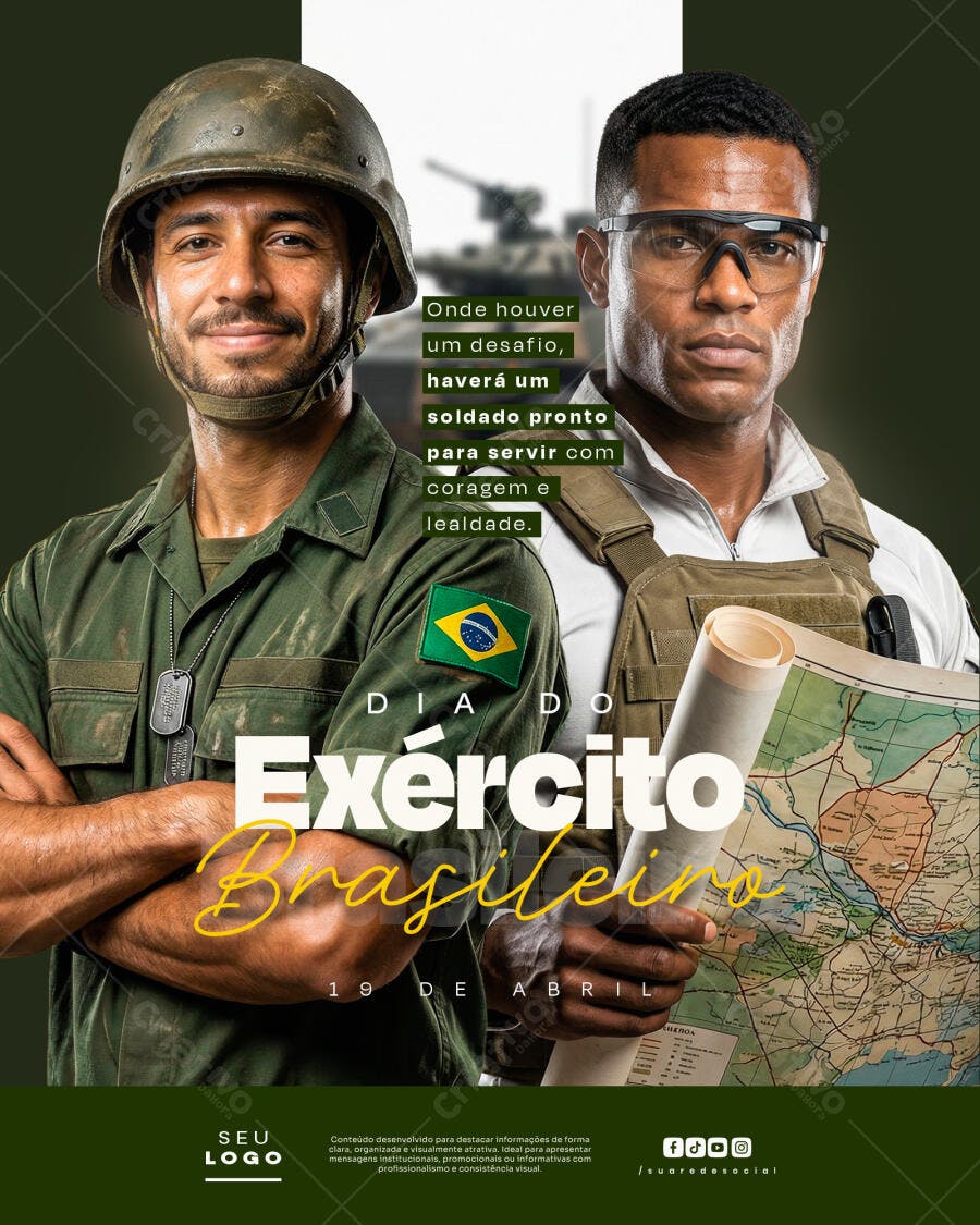 Post Dia do Exército Brasileiro 19 de Abril PSD Editável