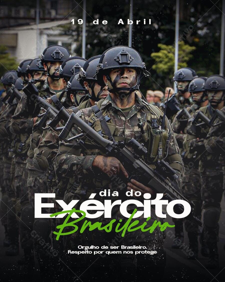Post Dia do Exército Brasileiro 19 de Abril PSD Editável