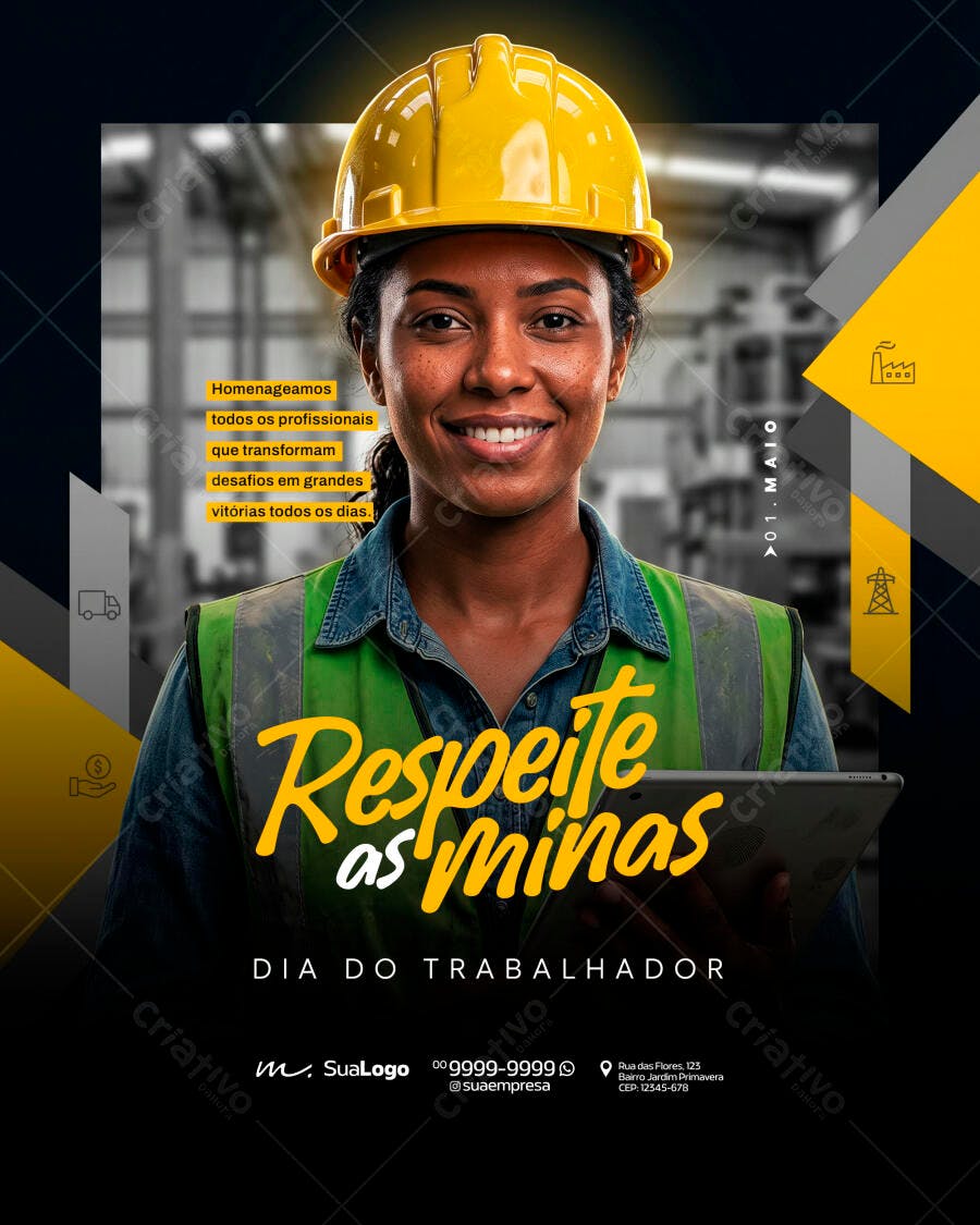 Post Dia do Trabalhador 1 de Maio PSD Editável