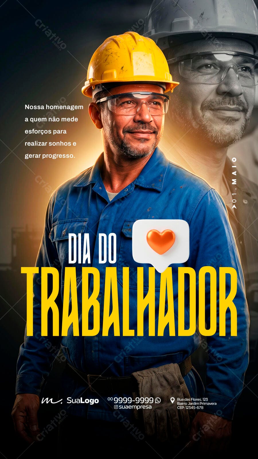 Post Dia do Trabalhador 1 de Maio PSD Editável
