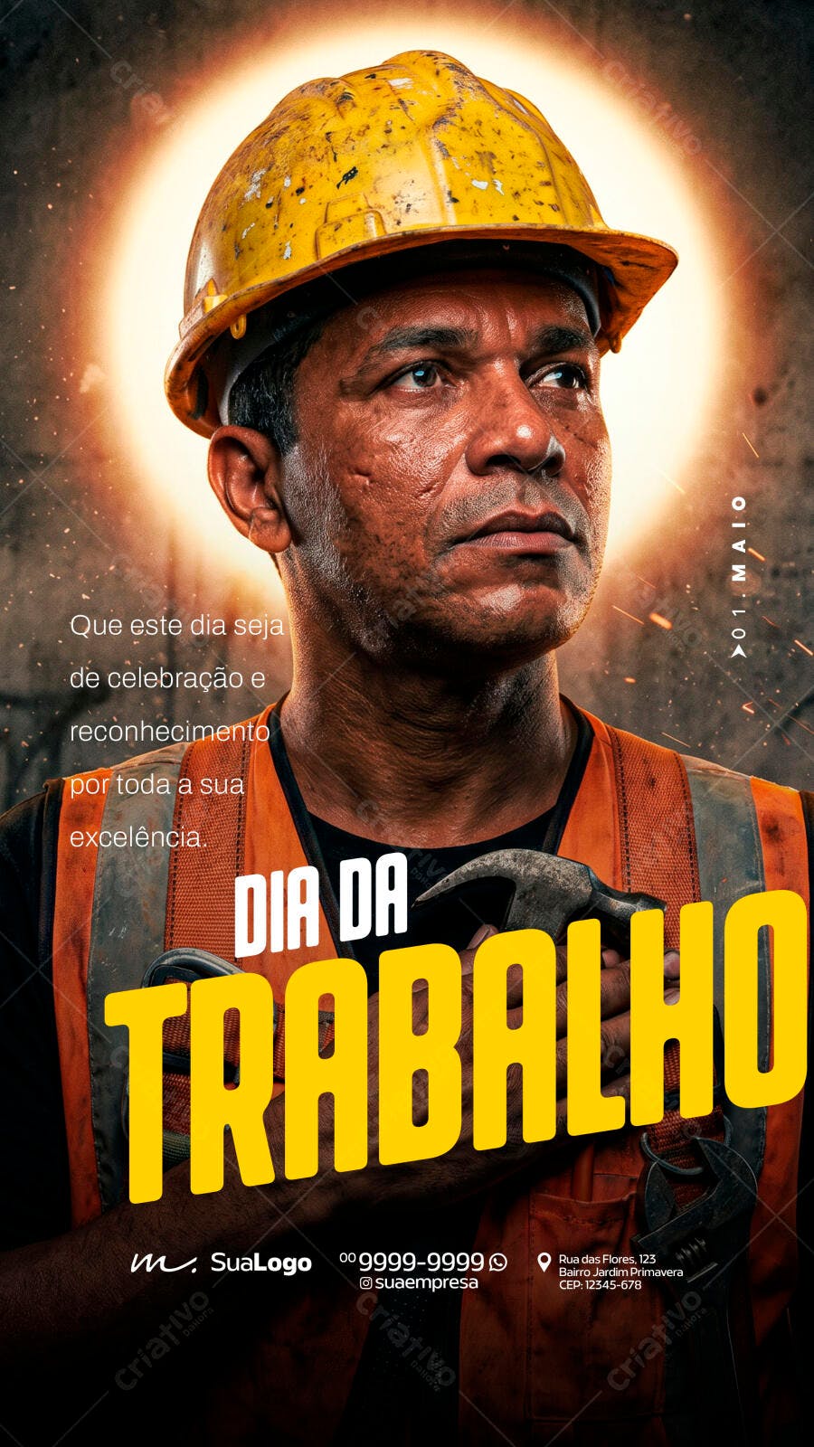 Post Dia do Trabalho 1 de Maio Construção PSD Editável