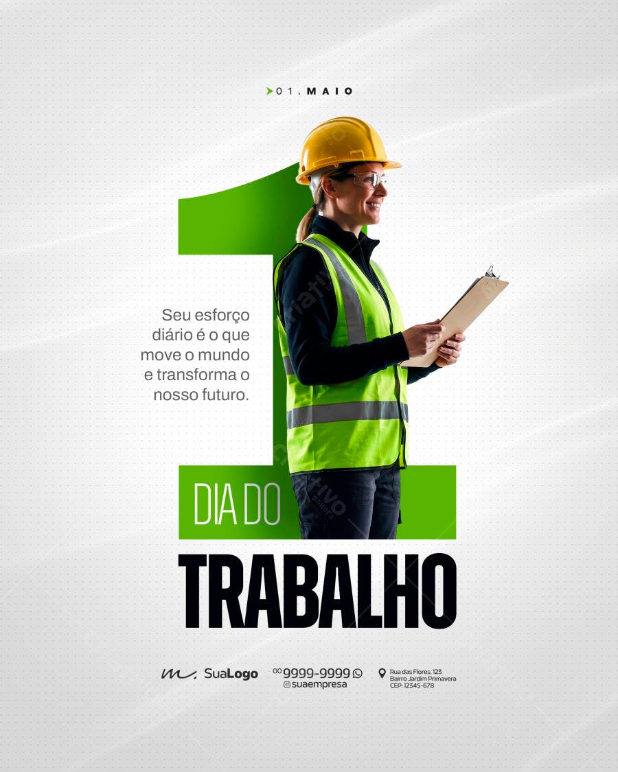 Post Dia do Trabalho 1 de Maio PSD Editável