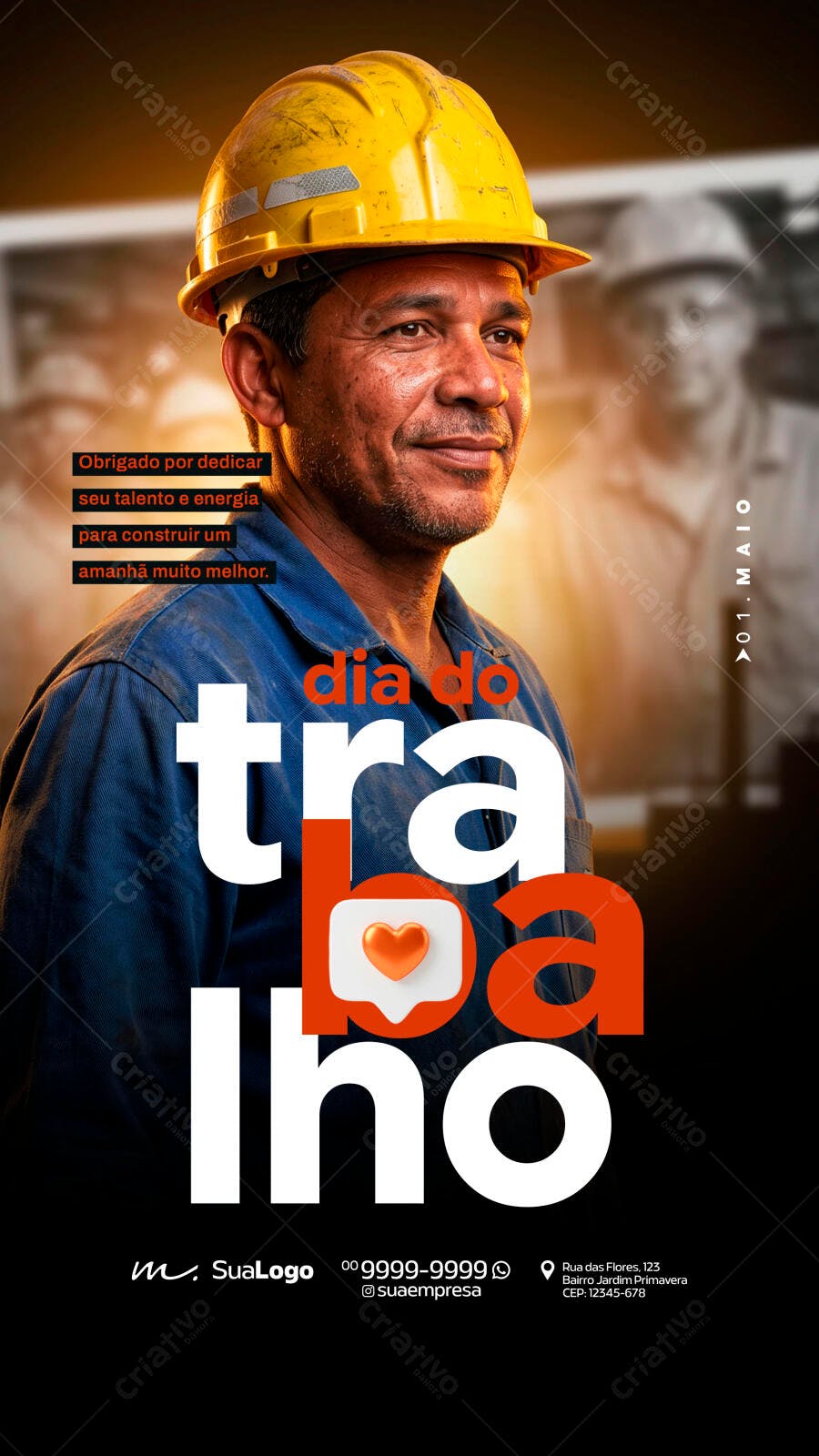 Post Dia do Trabalho 1 de Maio PSD Editável