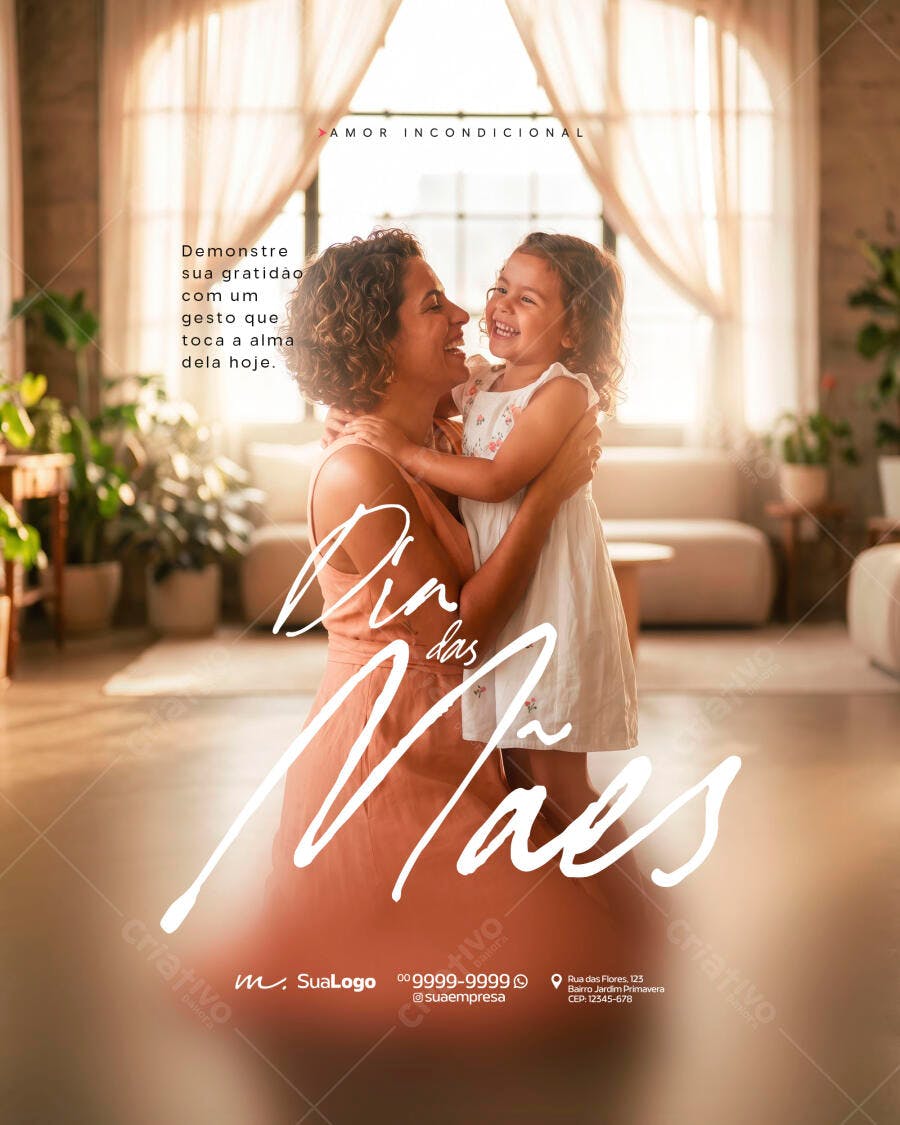 Post Instagram Dia das Mães Amor Incondicional PSD Editável
