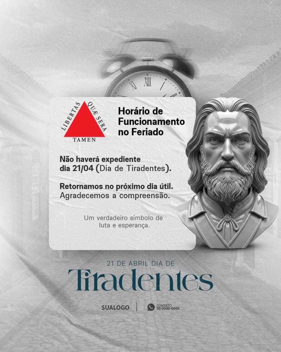 Post Instagram Dia de Tiradentes 21 de Abril PSD Editável