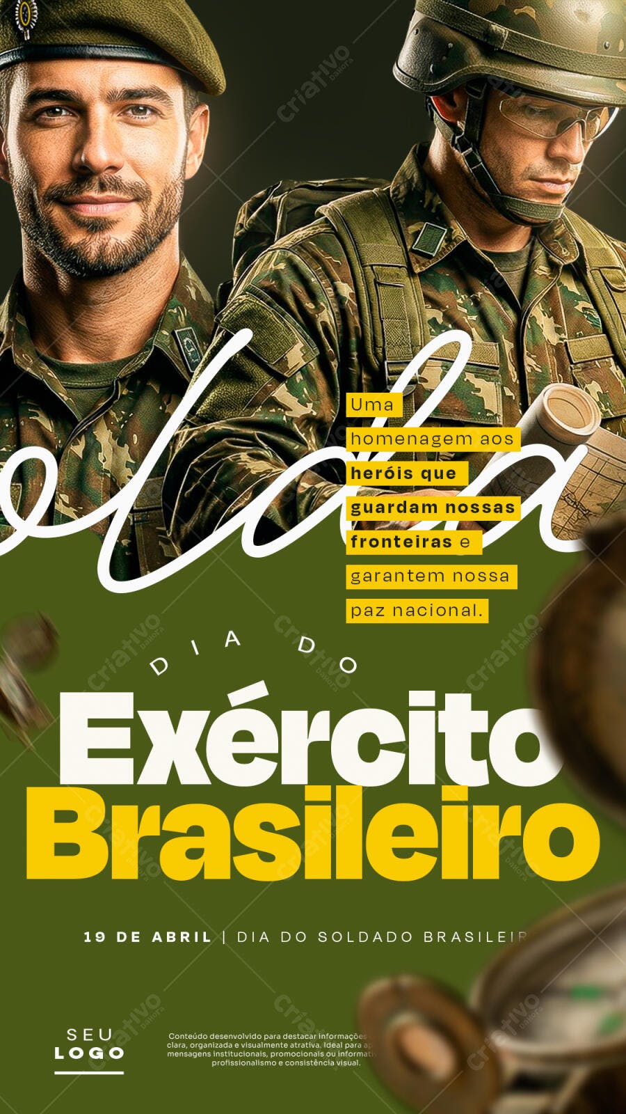 Post Instagram Dia do Exército Brasileiro PSD Editável